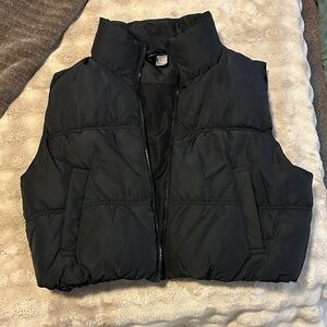 Cropped Black Puffer Vest